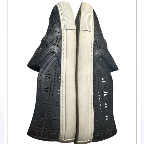 Tory Burch Lennon Dark Navy Blue Slip-On Loafers Lazer Cut Size 10 - Picture 9 of 9